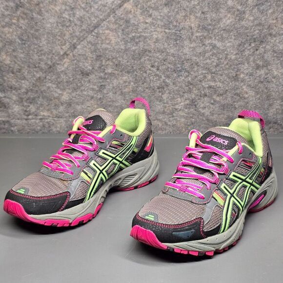 Asics Gel Venture 5 Women's 8 Trail‎ Running Shoes T5N8N Gray Pink Green - Picture 1 of 11
